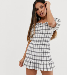 Сарафан в клетку с открытыми плечами и сборками ASOS DESIGN Petite-Многоцветный