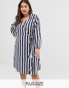 Платье мини в полоску с пуговицами Influence Plus-Синий