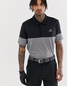 Черное меланжевое поло со вставкой колор блок adidas Golf Ultimate 365-Черный
