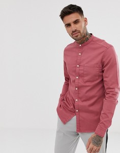 Розовая приталенная джинсовая рубашка с воротником на пуговицах ASOS DESIGN-Розовый