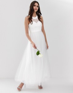 Белое свадебное платье макси из тюля с вырезом сердечком Y.A.S-Белый