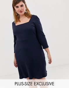 Короткое приталенное платье с квадратным вырезом Glamorous Curve-Темно-синий