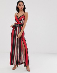 Комбинезон в полоску с широкими штанинами, пуговицами и поясом Forever New-Мульти