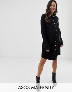 Черное джинсовое платье-рубашка ASOS DESIGN Maternity-Черный