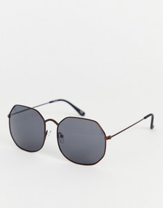 Квадратные солнцезащитные oversize-очки в металлической оправе медного цвета с затемненными стеклами ASOS DESIGN-Коричневый