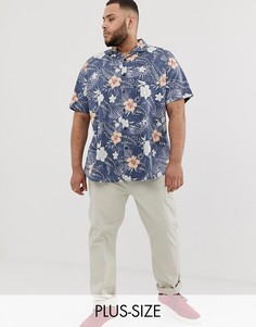 Рубашка с гавайским принтом и воротником в виде лацканов Duke King Size-Темно-синий