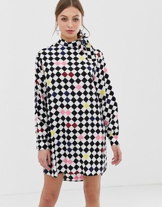 Платье мини в клетку с завязкой на спине Sportmax Code-Мульти