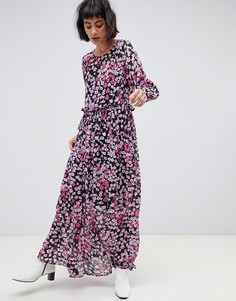 Платье макси с цветочным принтом Selected Maggie-Фиолетовый