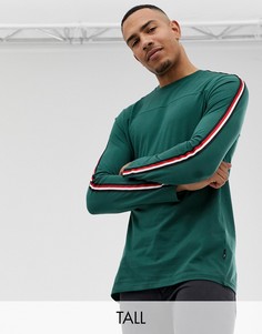 Зеленый лонгслив с полосками на рукавах Burton Menswear Big & Tall