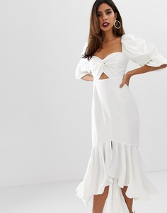 Платье миди с узелком ASOS EDITION-Белый