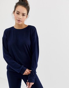 Комбинируемый свитшот для дома в рубчик ASOS DESIGN-Темно-синий