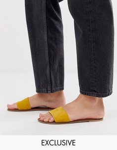 Кожаные сандалии-слипоны горчичного цвета Accessorize-Желтый