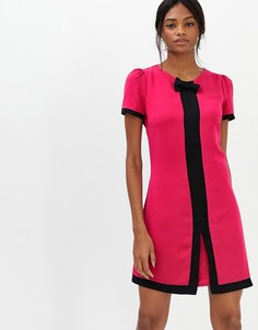 Платье с короткими рукавами и контрастной отделкой Paper Dolls-Розовый