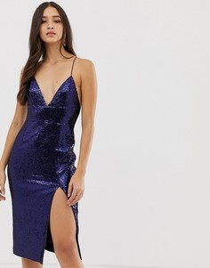 Блестящее платье-комбинация с пайетками Millie Mackintosh-Темно-синий