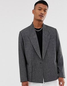 Темно-серый укороченный двубортный oversize-блейзер с молнией ASOS DESIGN