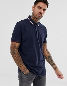 Поло темно-синего цвета с контрастным воротником HUGO Daruso-U1-Темно-синий