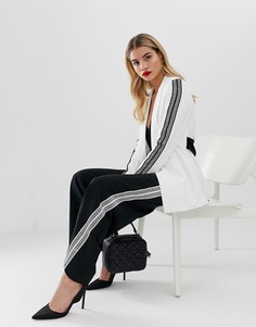 Черные брюки под смокинг с кружевной отделкой Paper Dolls-Мульти