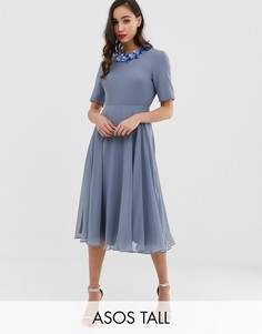 Платье миди с кроп-топом и отделкой ASOS DESIGN Tall-Мульти