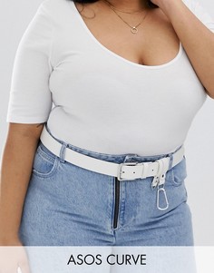 Ремень на талию и бедра с цепочкой и застежкой-карабином ASOS DESIGN Curve-Белый
