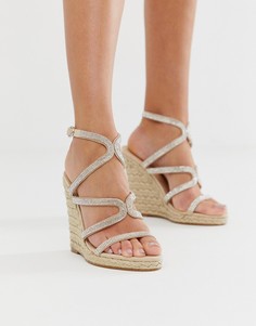 Серебристые эспадрильи на танкетке с отделкой Office Honeydew-Розовый