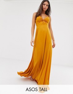 Платье макси на бретелях и с узлом на лифе ASOS DESIGN Tall-Золотой