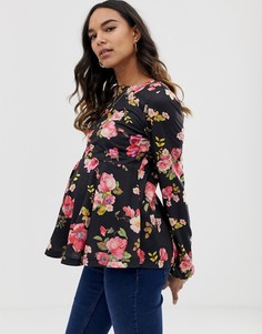 Свободный топ для кормления с длинными рукавами и цветочным принтом ASOS DESIGN Maternity nursing-Мульти