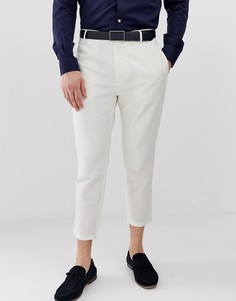 Укороченные брюки из ткани с добавлением льна Gianni Feraud-Белый