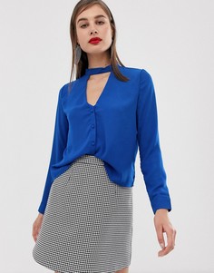 Рубашка в полоску с воротником на завязке Unique21-Синий