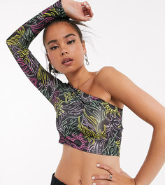 Топ на одно плечо с принтом в стиле тату COLLUSION-Мульти