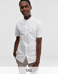 Белая оксфордская рубашка узкого кроя с короткими рукавами Farah Brewer-Белый