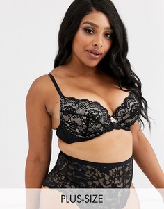 Черный кружевной бюстгальтер с глубоким вырезом Lipsy Curve Emilea