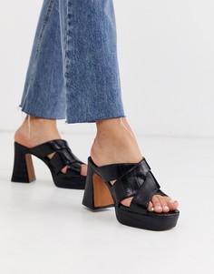 Черные мюли на платформе Topshop-Черный