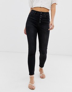 Черные джинсы скинни с 4 пуговицами Pimkie-Черный