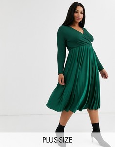 Зеленое платье с запахом River Island Plus-Зеленый