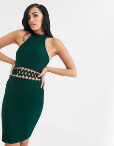 Бандажное облегающее платье с решеткой из ремешков The Girlcode-Зеленый цвет