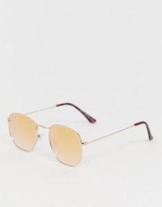 Солнцезащитные очки в золотистой оправе River Island-Золотой