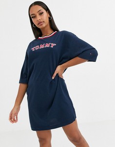 Темно-синяя ночная рубашка в полоску Tommy Hilfiger-Темно-синий
