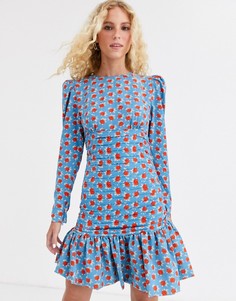Платье мини с цветочным узором и сборками Essentiel Antwerp-Мульти