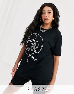 Черная футболка с черепом для Хэллоуина Missguided Plus-Черный