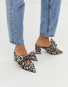 Мюли с бантом и леопардовым принтом на блочном каблуке ASOS DESIGN Sweetness-Мульти