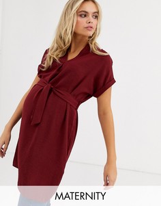 Бордовая туника с поясом New Look Maternity-Красный