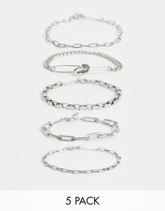 Набор браслетов-цепочек ASOS DESIGN-Серебряный
