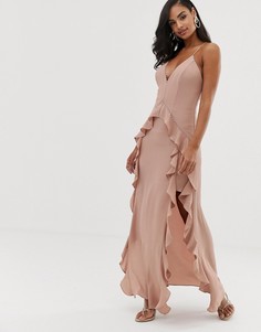 Платье макси с оборками The Jetset Diaries light my fire-Розовый