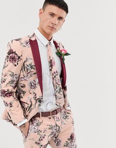 Приталенный пиджак тусклого розового цвета с цветочным принтом Twisted Tailor-Розовый