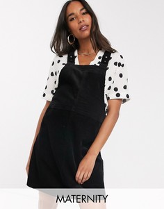 Черное вельветовое платье-сарафан New Look Maternity-Черный