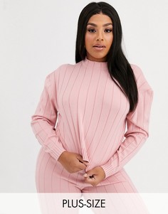 Розовый свитер в рубчик Missguided Plus