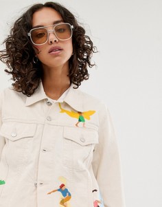 Джинсовая куртка из органического хлопка с вышивкой Kings Of Indigo-Кремовый