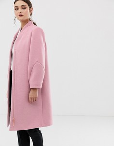 Шерстяное пальто с эффектными рукавами Ted Baker Bllair-Розовый
