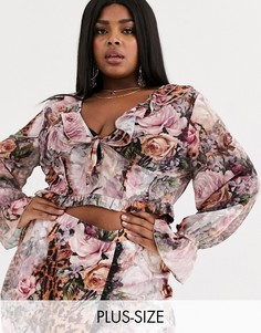 Блузка от комплекта с цветочным и леопардовым принтом Missguided Plus-Мульти