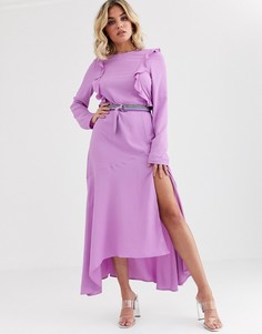 Платье миди с поясом и оборками Vestire scream-Фиолетовый